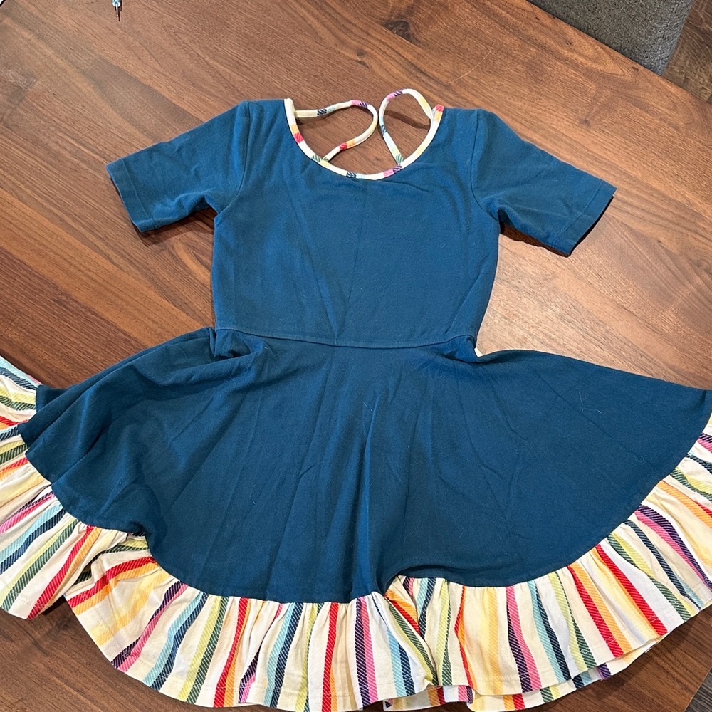 Well Dressed Wolf Teal Dress with Striped Hem